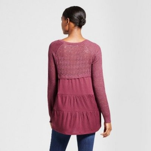 New KNOX ROSE Pointelle Ruffle Hem Sweater Top D6 - Picture 2 of 8